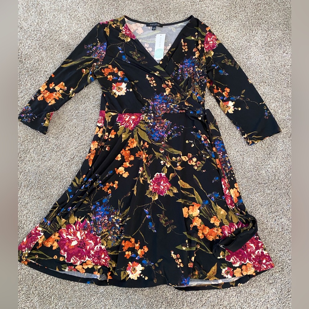 Floral Faux Wrap Dress